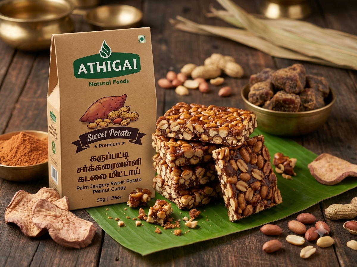 Karuppatti Sweet Potato Kadalai Mitttai